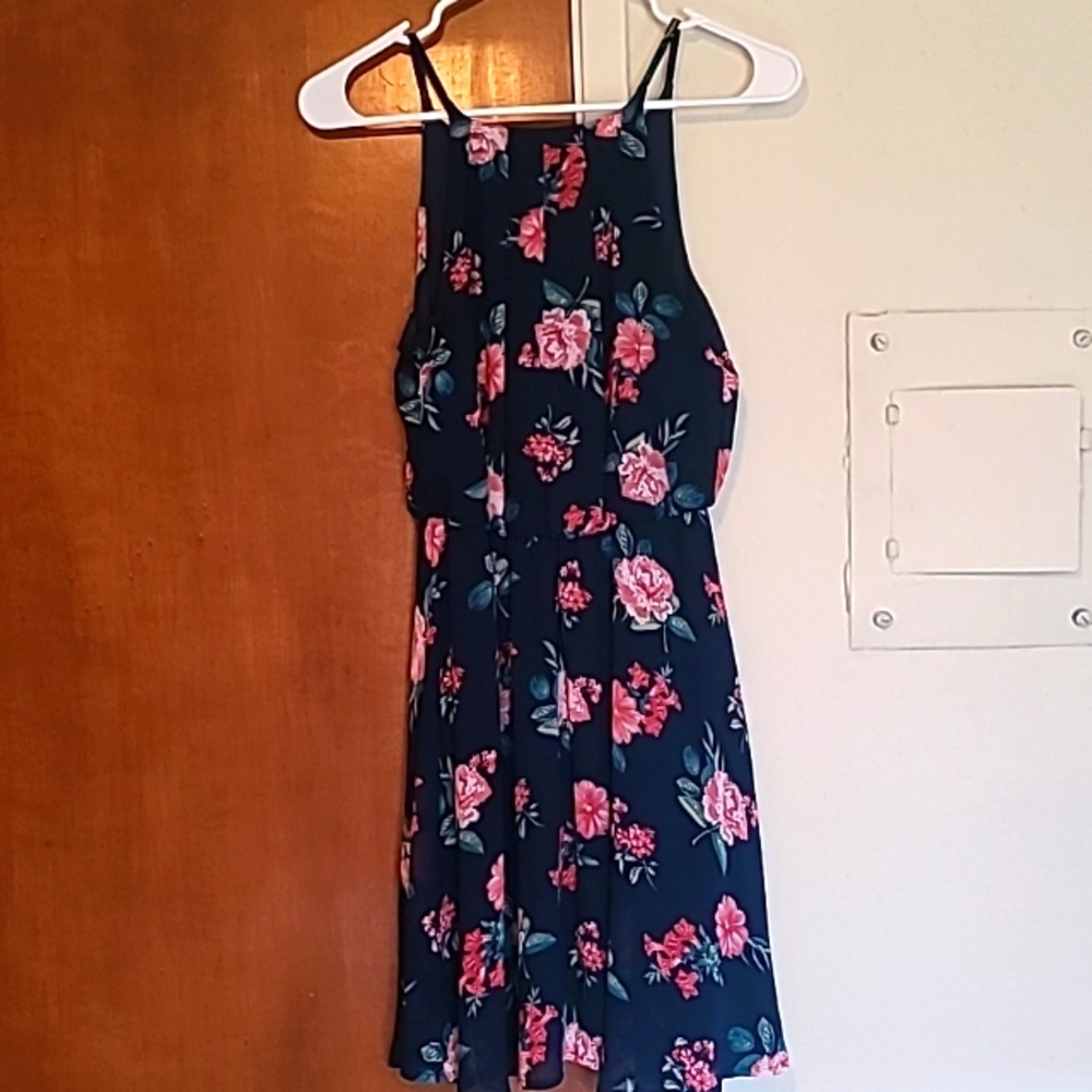 Navy blue floral summer dress xxs